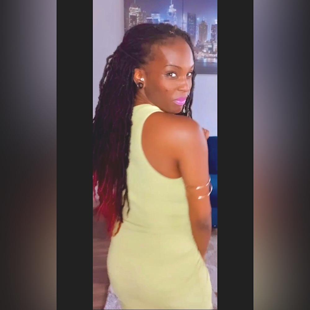 Women's Lime Green Right Slit Dress